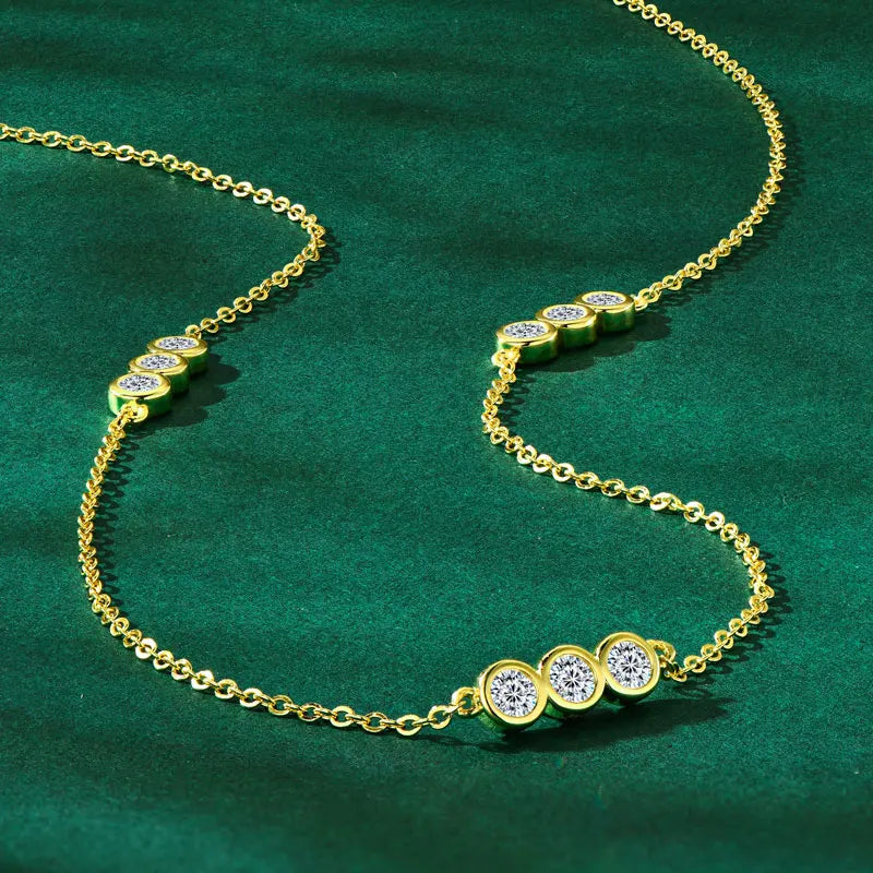 Moissanite Necklace And Bracelet Set Silver Gold Plated Jewelry Sets for Women Gifts Certified Lab Diamond