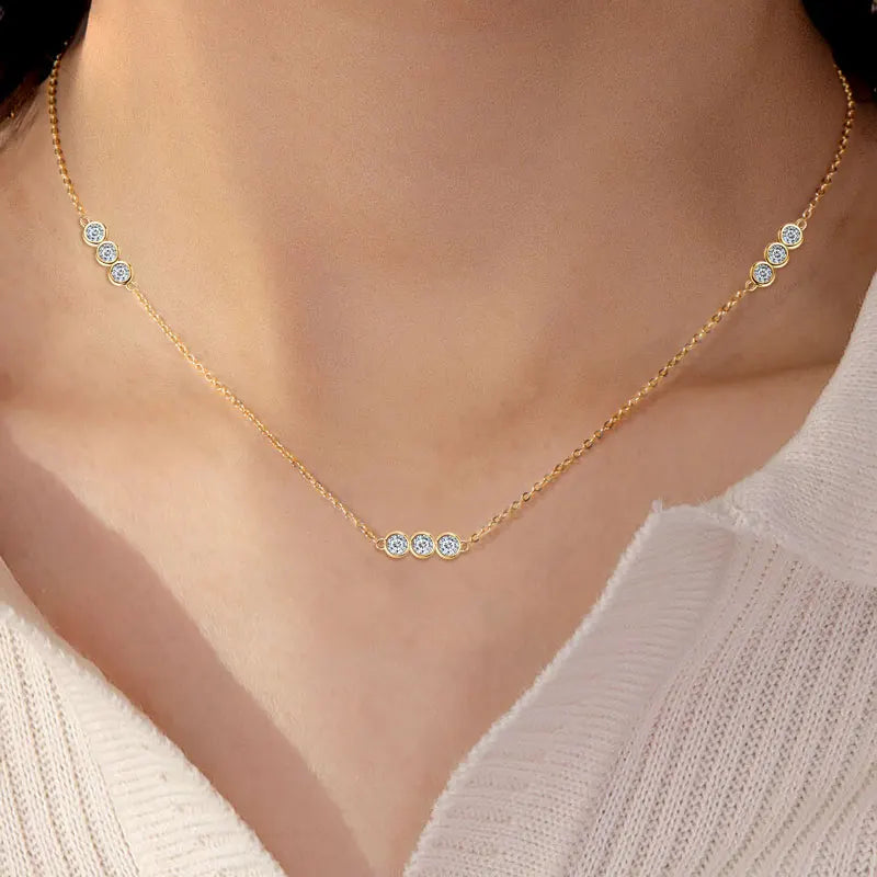 Moissanite Necklace And Bracelet Set Silver Gold Plated Jewelry Sets for Women Gifts Certified Lab Diamond