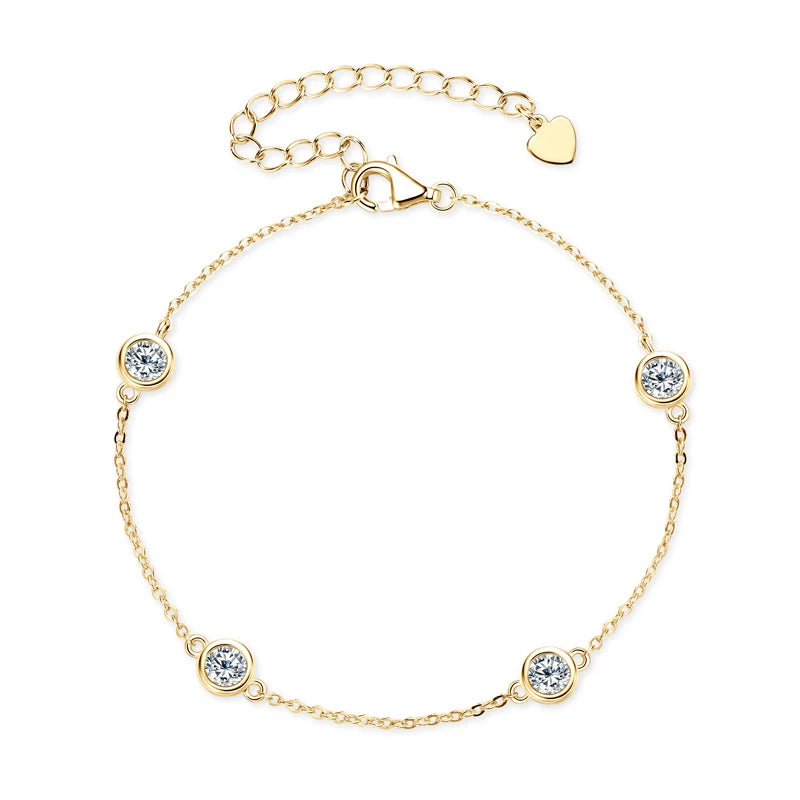 Diamond Bracelet for Women 925 Silver Adjustable Chain Bracelet 21.5cm 2025 Trend Jewelry Gift
