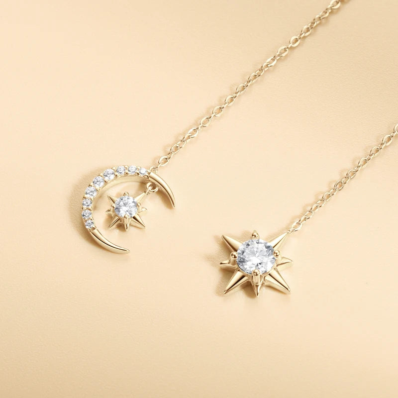 Earrings Moissanite Drop Earrings Moon Ear Line for Women