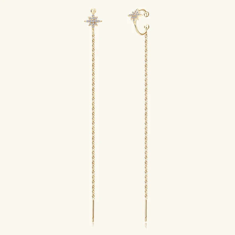 Earrings Moissanite Drop Earrings Moon Ear Line for Women