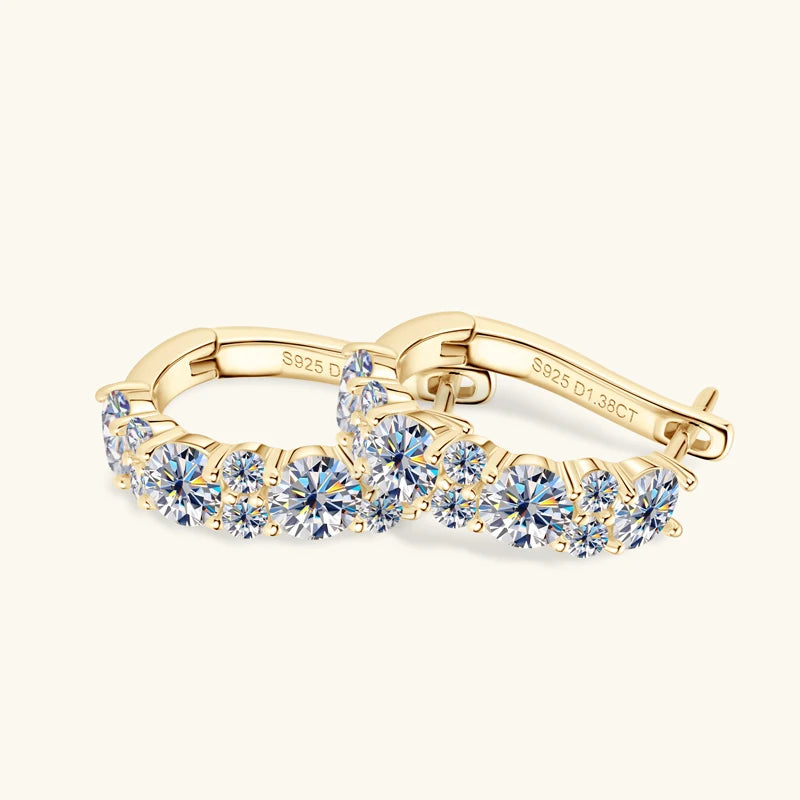 Women's Luxury Full Moisanite Diamond Hoop Earrings 4mm&2mm D Color VVS1 2.76cttw 100% 925 Sterling Silver Hoops Earrings