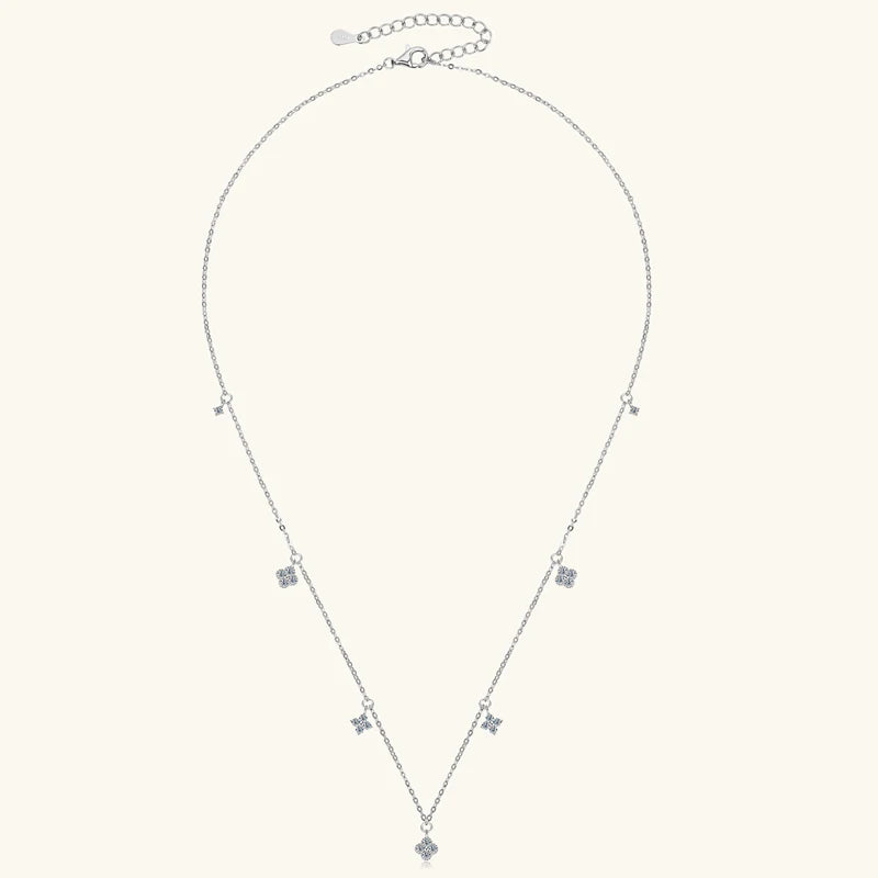 Moissanite Clover Necklace for Women 925 Sterling Silver Charm Choker Engagement