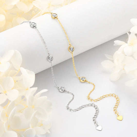 Diamond Bracelet for Women 925 Silver Adjustable Chain Bracelet 21.5cm 2025 Trend Jewelry Gift