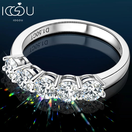 Ring 4mm D Moissanite Half Eternity Wedding Band Anniversary Rings for Women Silver 925 Fine Jewelry