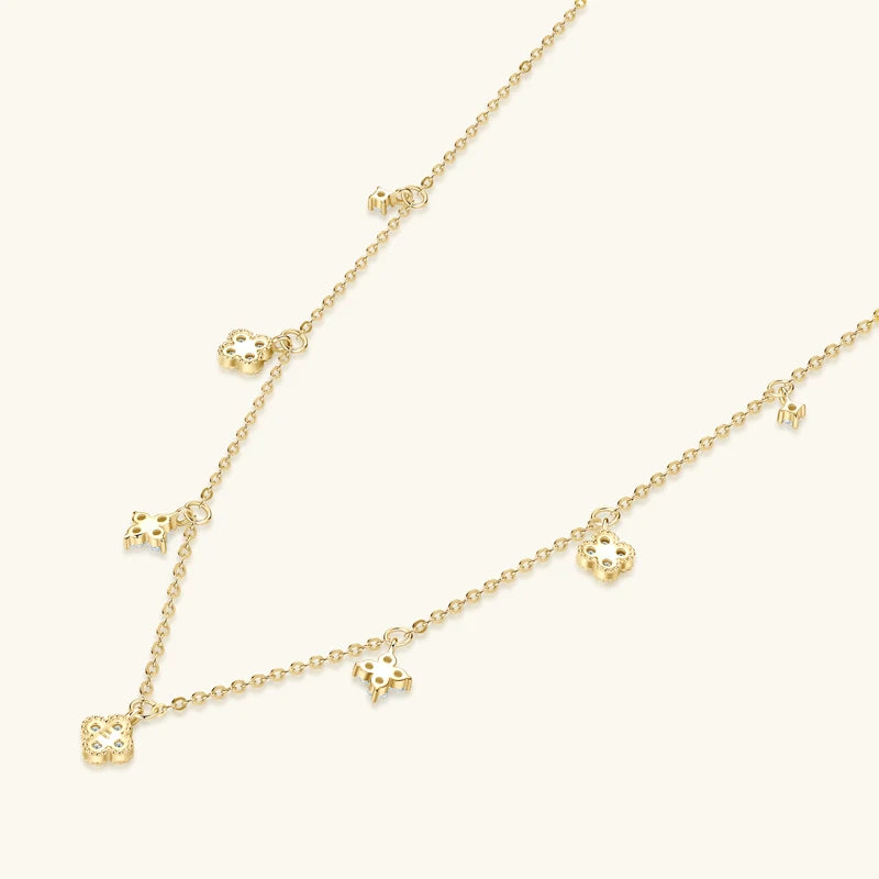 Moissanite Clover Necklace for Women 925 Sterling Silver Charm Choker Engagement