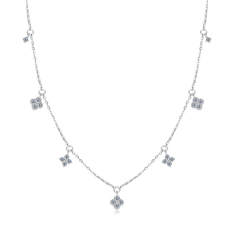 Moissanite Clover Necklace for Women 925 Sterling Silver Charm Choker Engagement