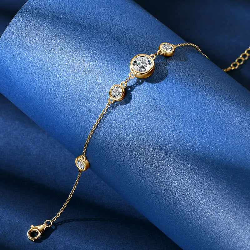Diamond Bracelet for Women 925 Silver Adjustable Chain Bracelet 21.5cm 2025 Trend Jewelry Gift