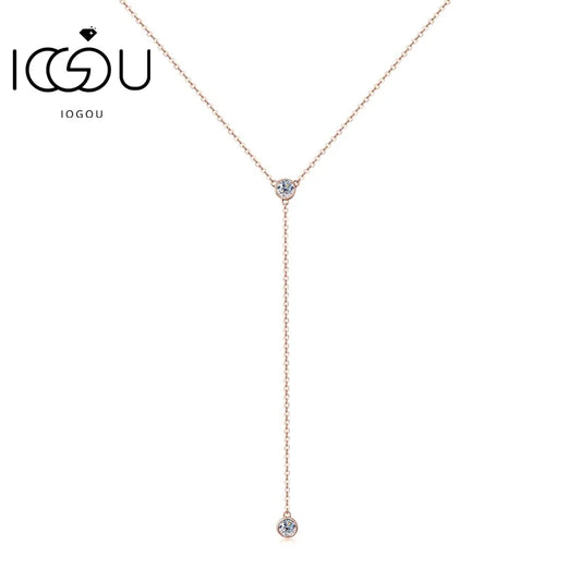 Moissanite Diamond Necklace For Women Tassel Pendant 925 Silver Rose Gold/ Yellow Gold Plated Sexy Girl Jewelry