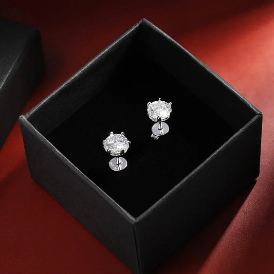 Moissanite Diamond Stud Earrings For Women Sparkling Party Fine Jewelry