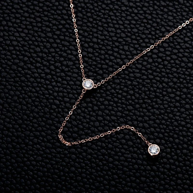 Moissanite Diamond Necklace For Women Tassel Pendant 925 Silver Rose Gold/ Yellow Gold Plated Sexy Girl Jewelry