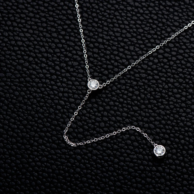 Moissanite Diamond Necklace For Women Tassel Pendant 925 Silver Rose Gold/ Yellow Gold Plated Sexy Girl Jewelry