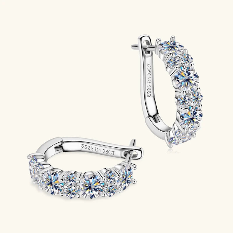 Women's Luxury Full Moisanite Diamond Hoop Earrings 4mm&2mm D Color VVS1 2.76cttw 100% 925 Sterling Silver Hoops Earrings