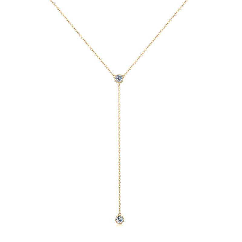 Moissanite Diamond Necklace For Women Tassel Pendant 925 Silver Rose Gold/ Yellow Gold Plated Sexy Girl Jewelry