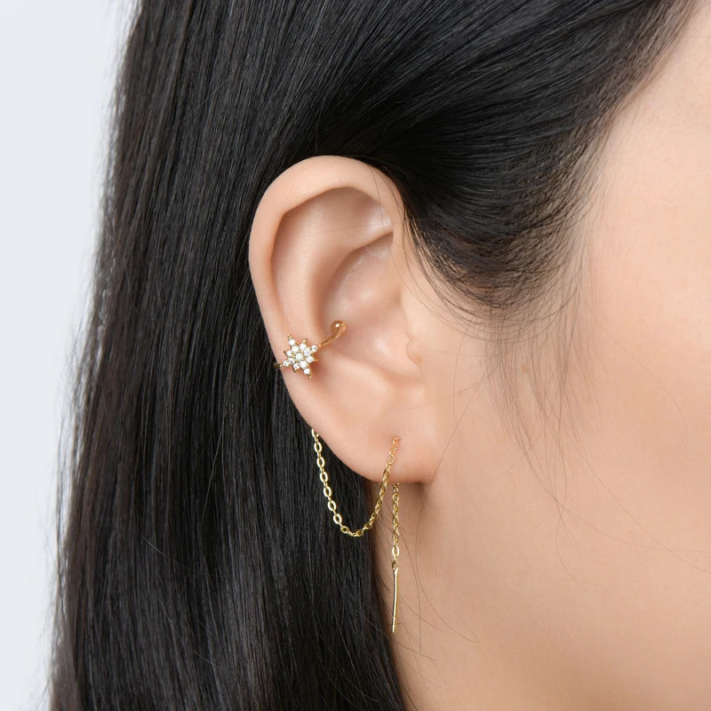 Earrings Moissanite Drop Earrings Moon Ear Line for Women