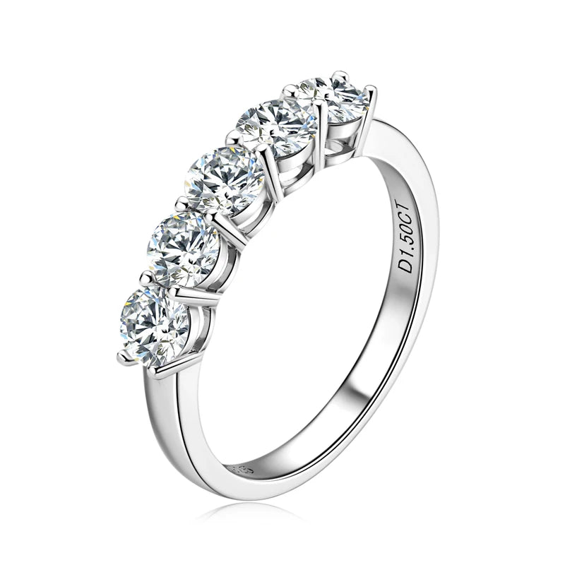 Ring 4mm D Moissanite Half Eternity Wedding Band Anniversary Rings for Women Silver 925 Fine Jewelry
