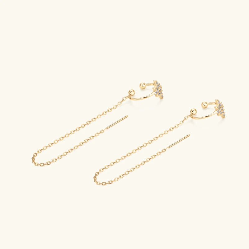 Earrings Moissanite Drop Earrings Moon Ear Line for Women