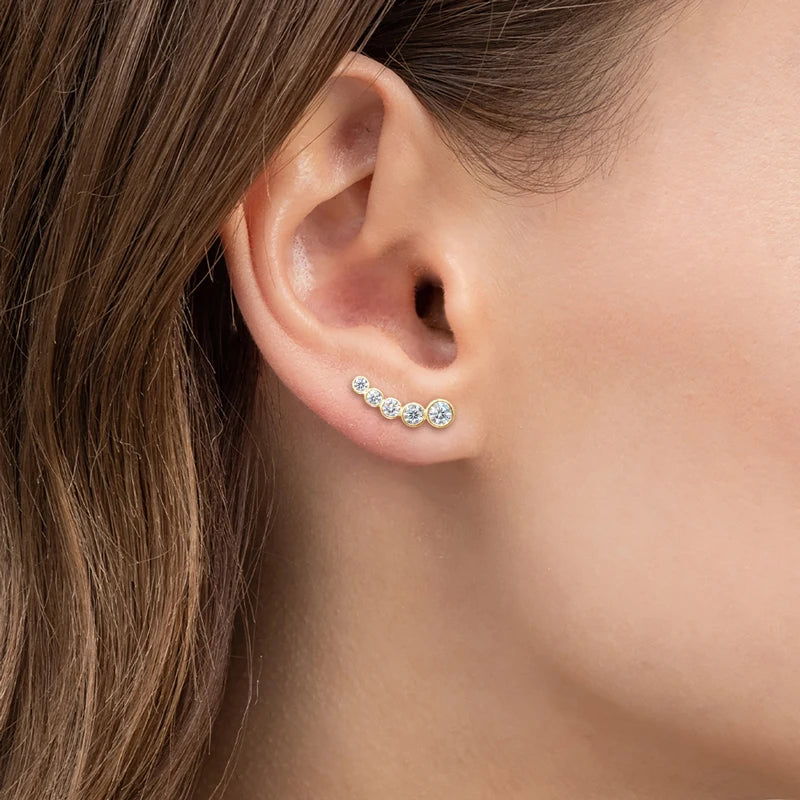 Bezel Moissanite Jewelry Set Silver 925 Bubble Pendant Necklace Stud Earrings Women's Gift Valentine Day Christmas