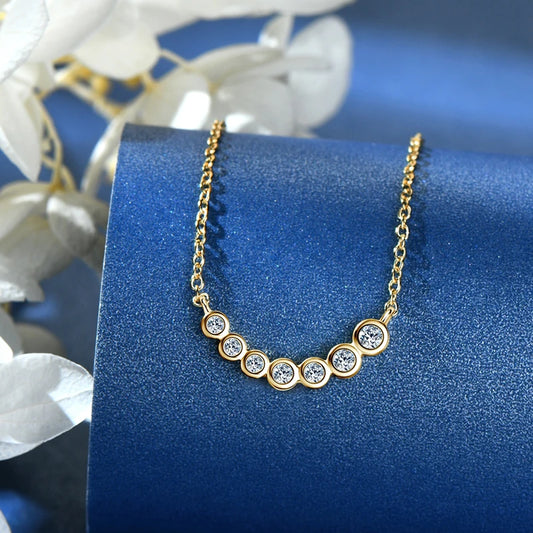 Bezel Moissanite Jewelry Set Silver 925 Bubble Pendant Necklace Stud Earrings Women's Gift Valentine Day Christmas