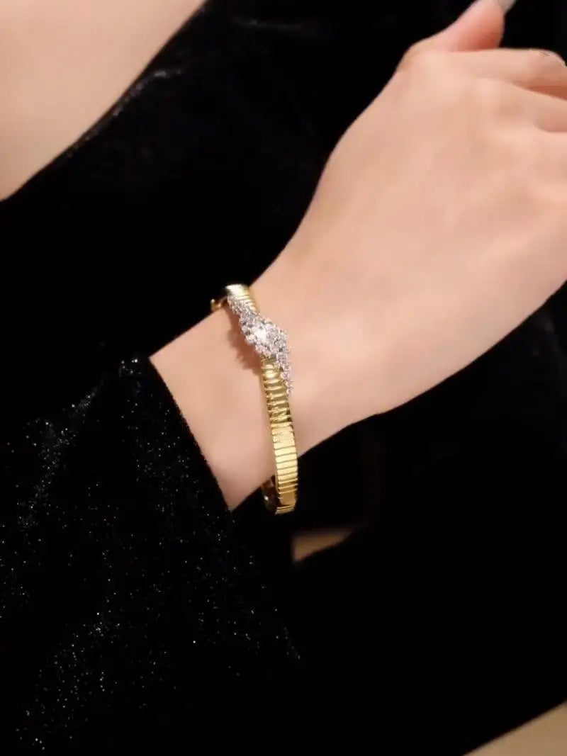 gold Plated Sterling Silver Bangle bracelets women jewellery women Original